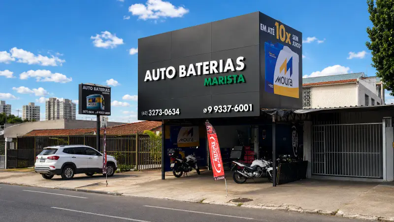 Fachada da Auto Baterias Marista na Av. Mutirão, Setor Marista, Goiânia